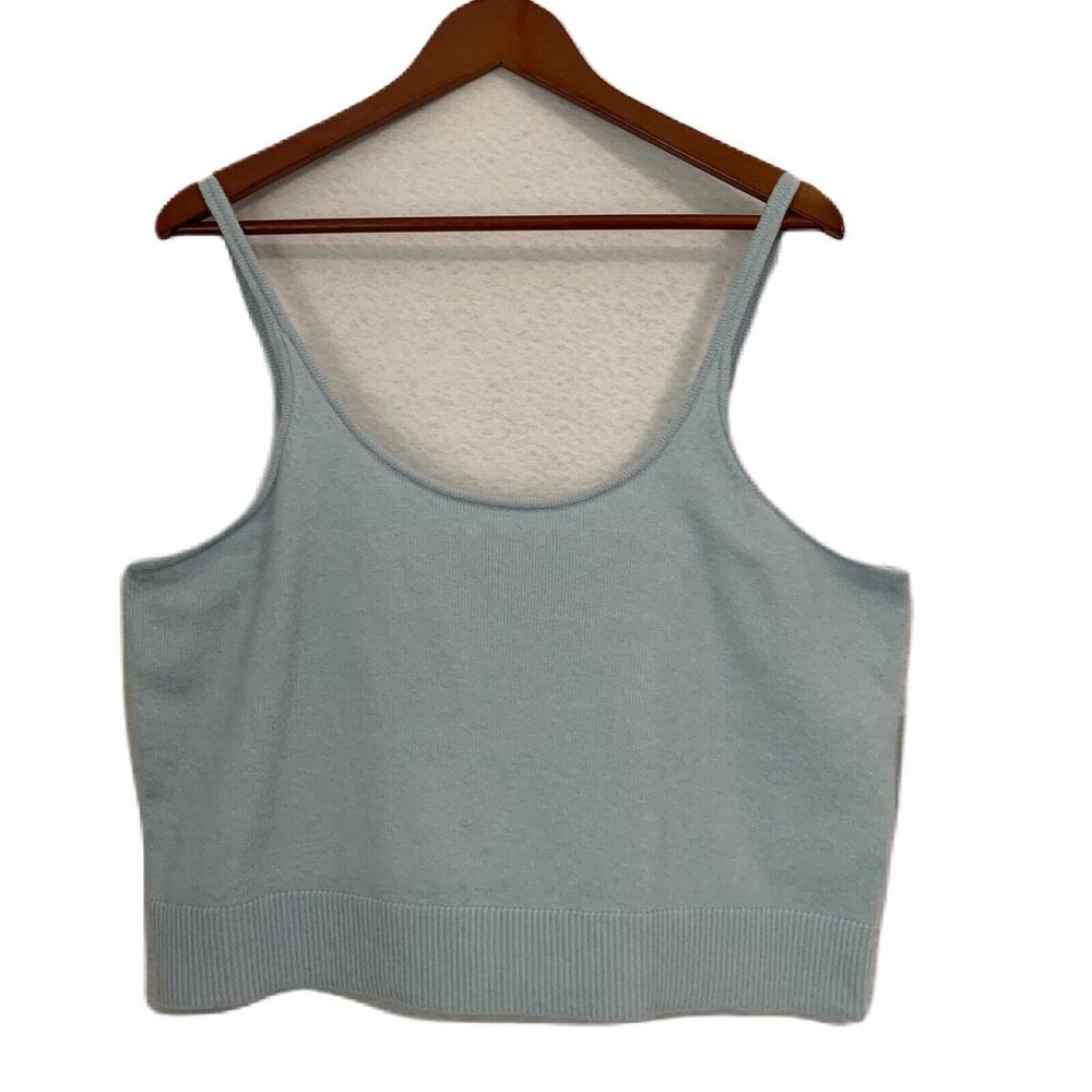 Old Navy Tank Women XL Light Blue Strappy Sweater Cami Crop Casual Preppy NWT